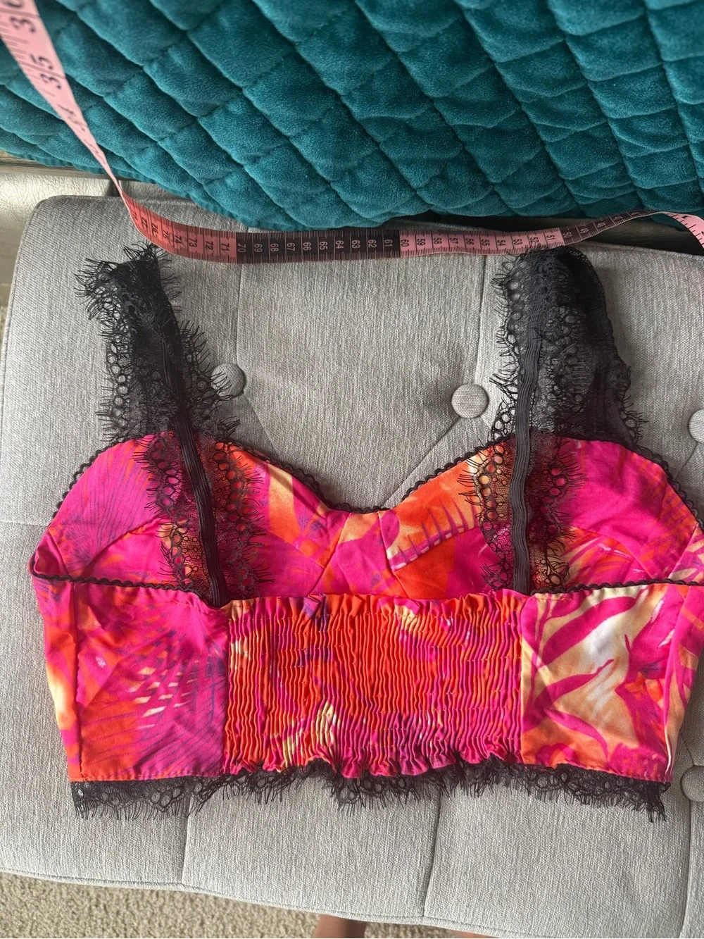 Bright Pink Tropical Print Pleated Midi Skirt and Matching Crop Top Set